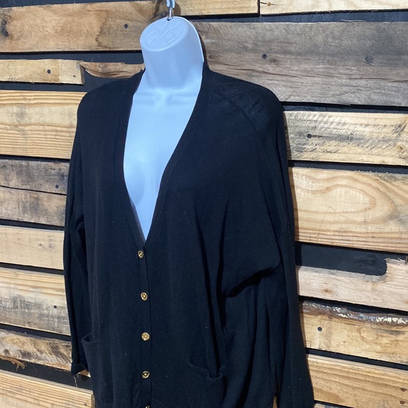 Michael Kors MK Womens Size M‎ Button Up Cardigan Sweater Black Long Sleeve - Picture 2 of 7